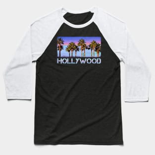 Hollywood, California Palm Trees - Cool Retro '80s pastel design Baseball T-Shirt